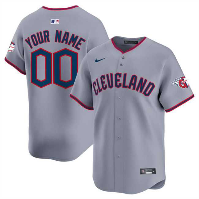 Mens Cleveland Guardians Active Player Custom Gray Alternate Limited Stitched Baseball Jersey